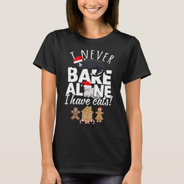 Baking Cookies with Cats at Christmas And Gingerbr T-Shirt (Front)