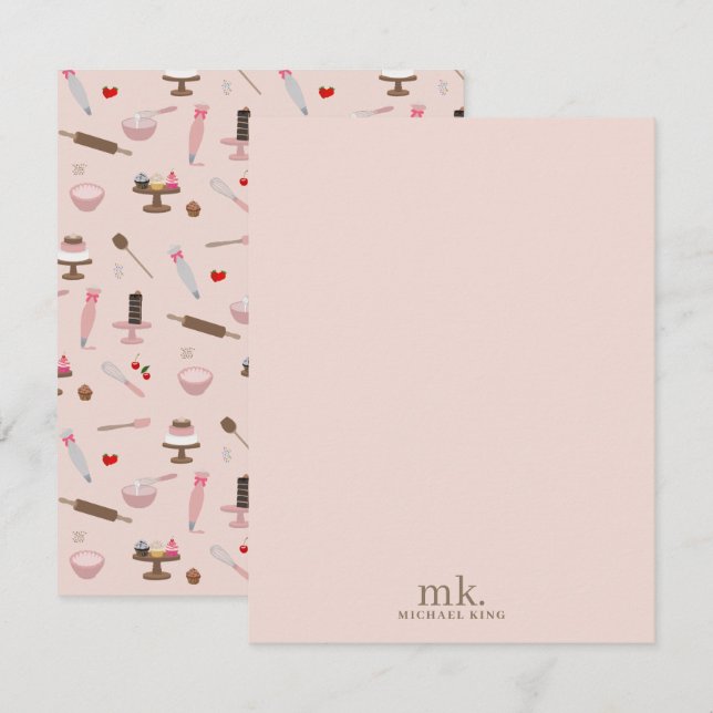 Baking & Cooking Utensils Bakery Cooking Monogram Card (Front/Back)