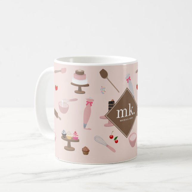 Baking & Cooking Utensils Bakery Cooking Monogram Coffee Mug (Front Left)