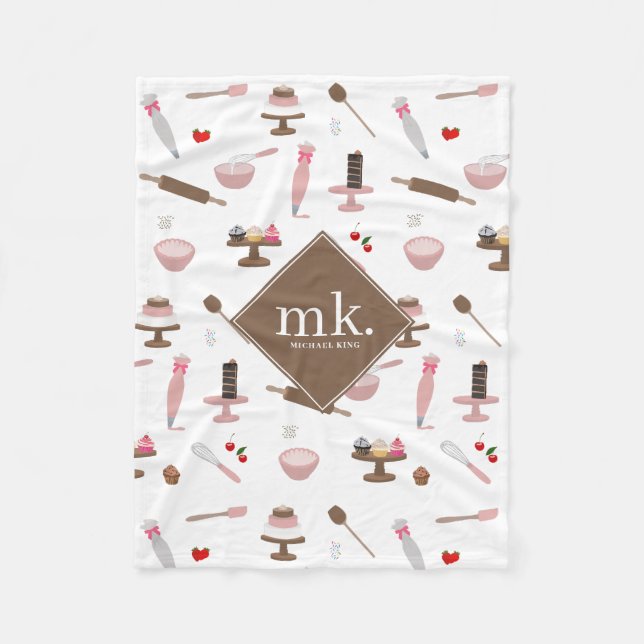 Baking & Cooking Utensils Bakery Cooking Monogram Fleece Blanket (Front)
