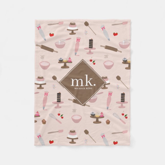 Baking & Cooking Utensils Bakery Cooking Monogram Fleece Blanket (Front)