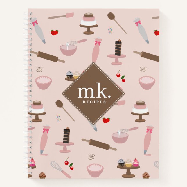 Baking & Cooking Utensils Bakery Cooking Monogram Notebook (Front)
