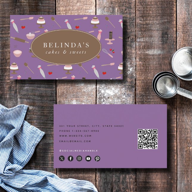 Baking & Cooking Utensils Bakery Cooking QR Code Business Card (Baking & Cooking Utensils Bakery Cooking QR Code Business Card)