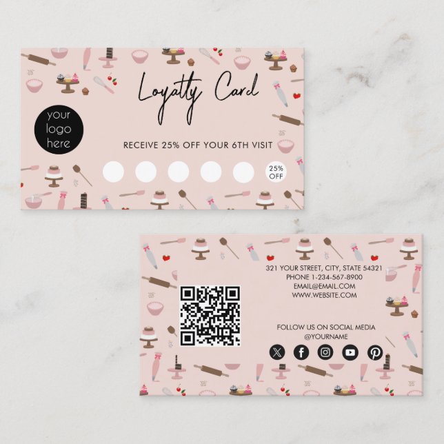 Baking & Cooking Utensils Bakery Loyalty Card (Front/Back)