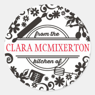 baking cooking utensils flower from the kitchen of classic round sticker