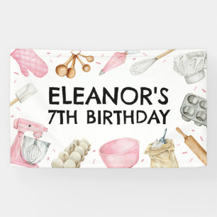 Baking Cupcake Decorating Girl Birthday Backdrop Banner