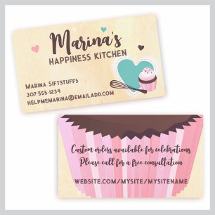 baking cupcake whisk heart business card black