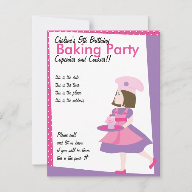 Baking Cutie-Purple Invitation (Front)