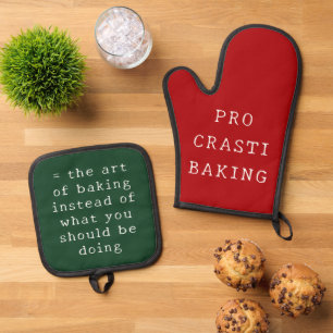 Baking Funny Christmas Gift Red Green White Cute Oven Mitt & Pot Holder Set