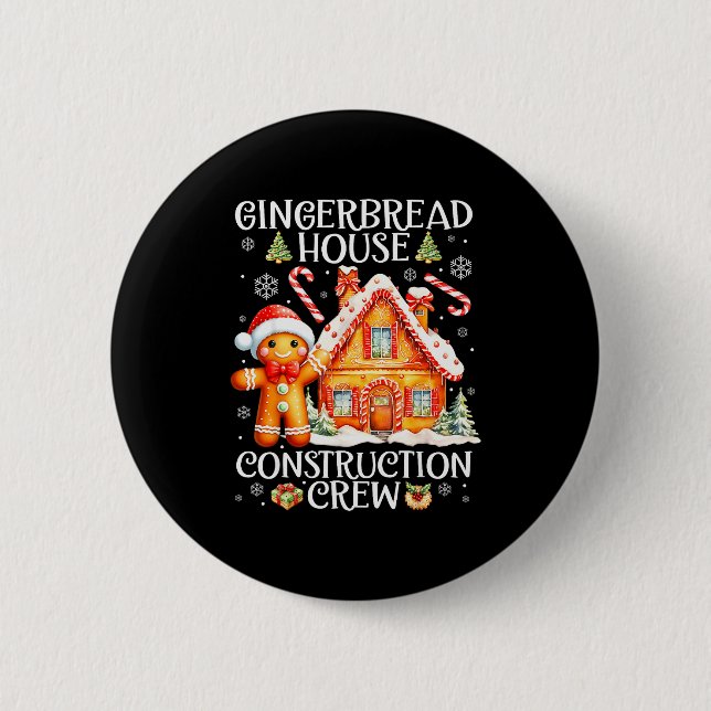 Baking Gingerbread House Construction Crew Christm 6 Cm Round Badge (Front)