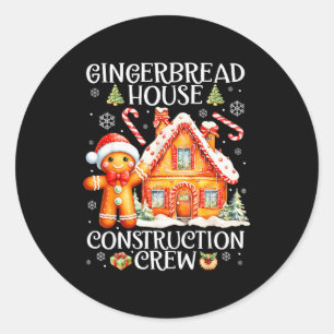 Baking Gingerbread House Construction Crew Christm Classic Round Sticker