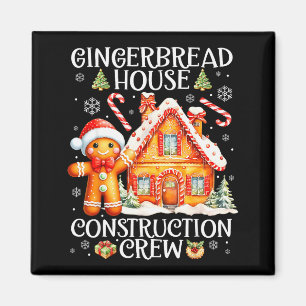 Baking Gingerbread House Construction Crew Christm Magnet