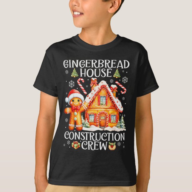 Baking Gingerbread House Construction Crew Christm T-Shirt (Front)