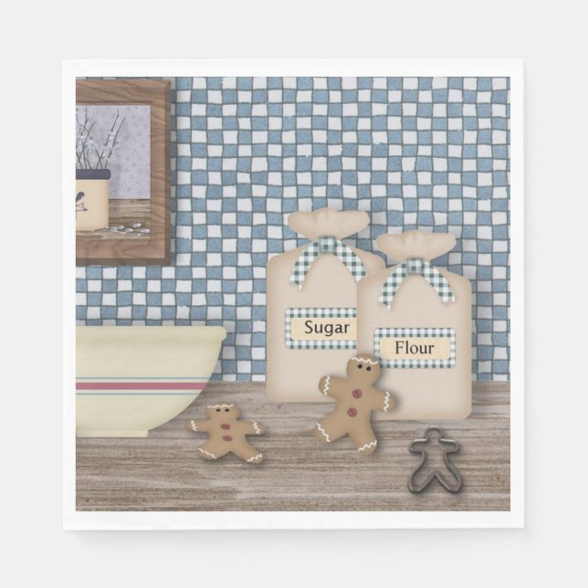 Baking Gingerbread Men Paper Napkins (Front)
