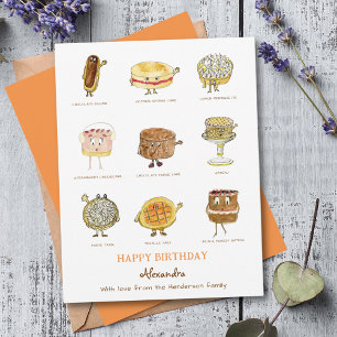 Baking Happy birthday cute cakes illustrations