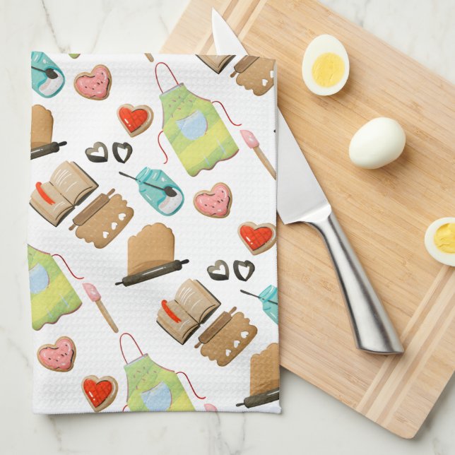 Baking Hearts Tea Towel (Quarter Fold)