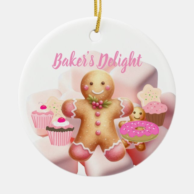 Baking Holiday Treats Gingerbread Man Ceramic Tree Decoration (Front)