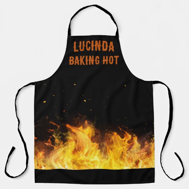 Baking Hot Chef Flames Personalise Apron (Front)