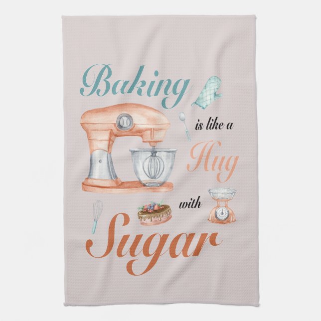 Baking Hugs Sugar design for bakers & Pastry chefs Tea Towel (Vertical)