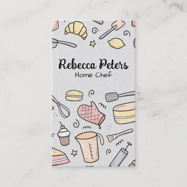 Baking Illustrations | Culinary | Catering Business Card (Front)