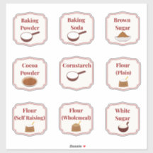 Baking Ingredients Pantry Label Stickers Sheet