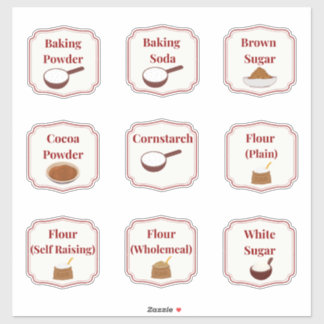 Baking Ingredients Pantry Label Stickers Sheet
