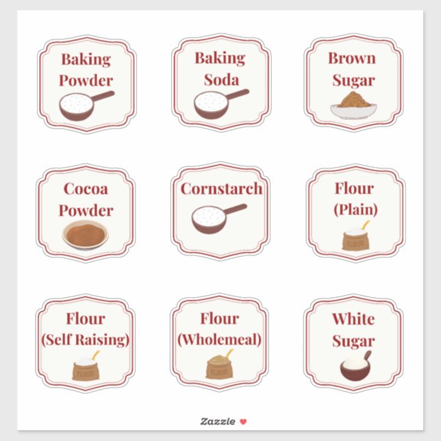 Baking Ingredients Pantry Label Stickers Sheet (Sheet)