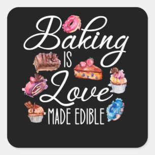 baking is love edible square sticker