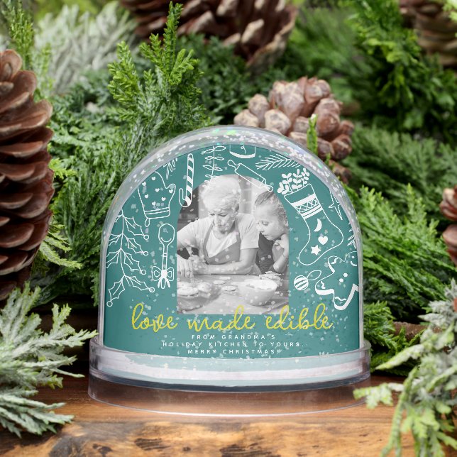 Baking is Love Made Edible Green Photo Holiday  Snowglobe (Winter)