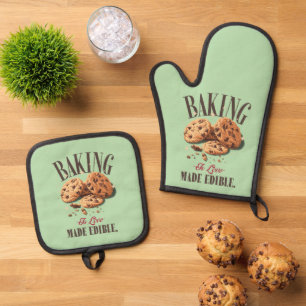 Baking is Love Made Edible Oven Mitt & Pot Holder Set
