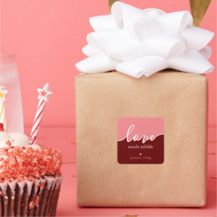 Baking is Love made Edible Script Square Sticker