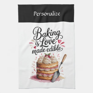 Baking Is Love Quote Kitchen Baker Personalized Tea Towel