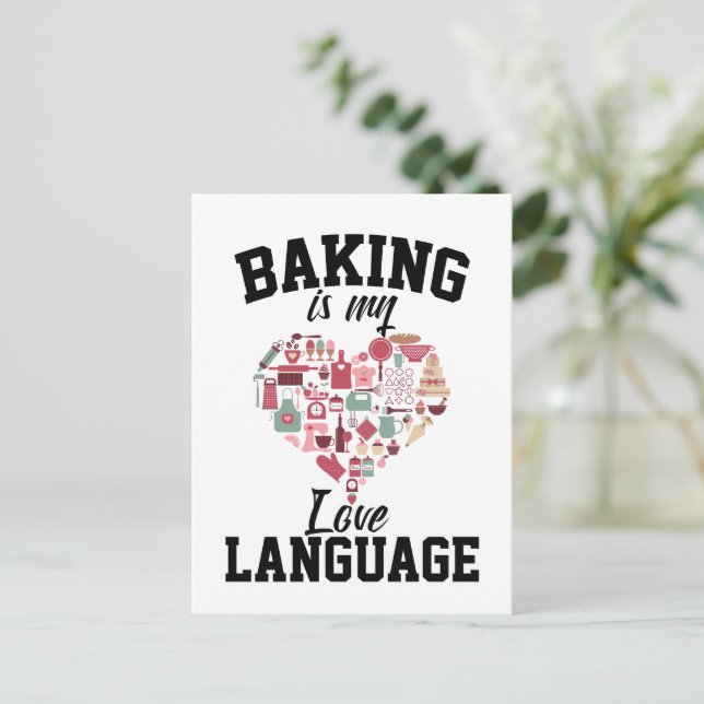 Baking Is My Love Language - Funny Baker Postcard (Standing Front)