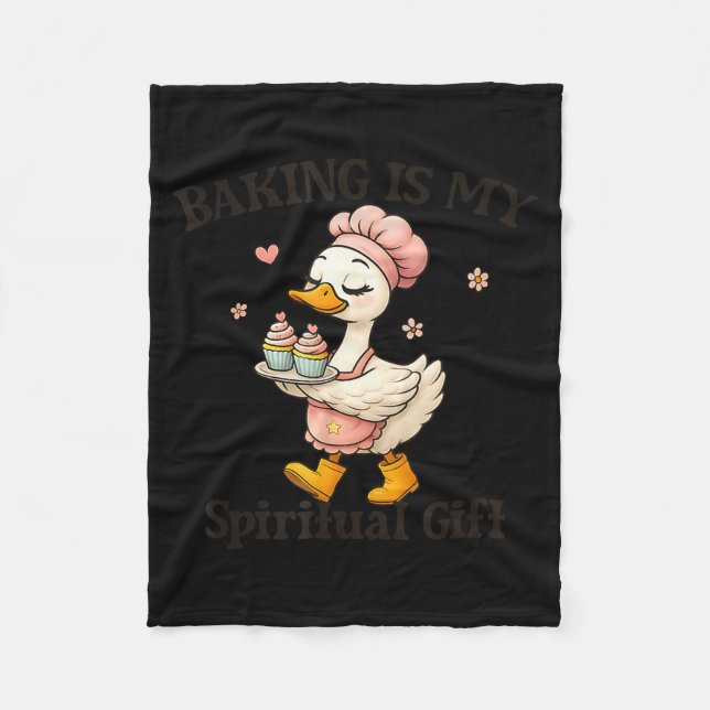 Baking Is My Sritual Gift Baking Humor Kitchen Pas Fleece Blanket (Front)