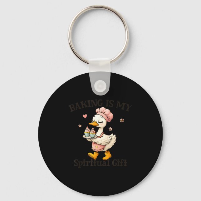 Baking Is My Sritual Gift Baking Humor Kitchen Pas Key Ring (Front)
