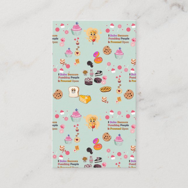 Baking Lovers Gift: I Bake Because Punching People Business Card (Front)