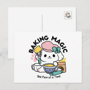 Baking Magic One Paw at a Time Cute Puppy Holiday Postcard