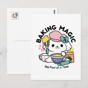 Baking Magic One Paw at a Time Cute Puppy Postcard
