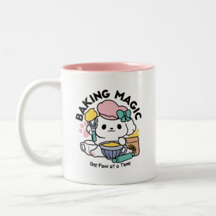 Baking Magic One Paw at a Time Cute Puppy Two-Tone Coffee Mug