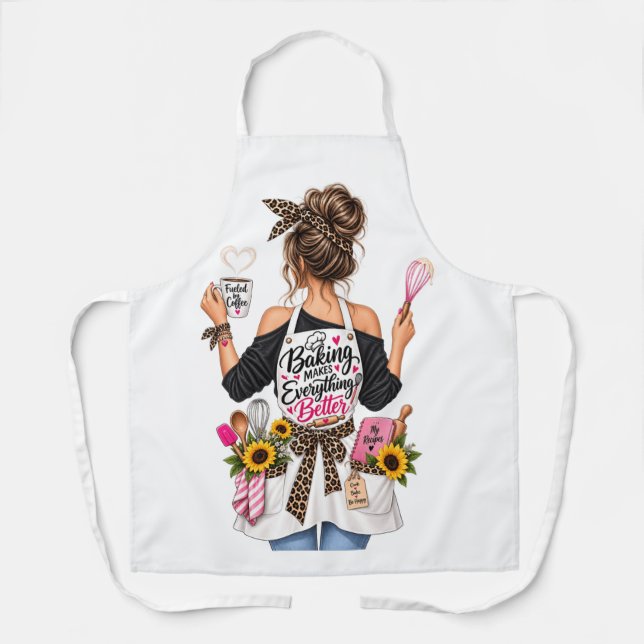 Baking Makes Everything Better | Funny Baking Love Apron (Front)