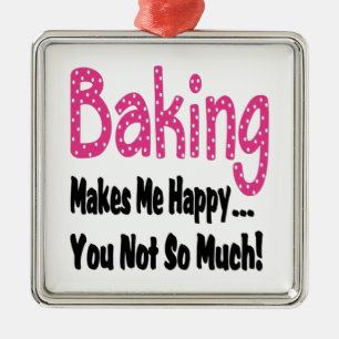 Baking Makes Me Happy Metal Tree Decoration