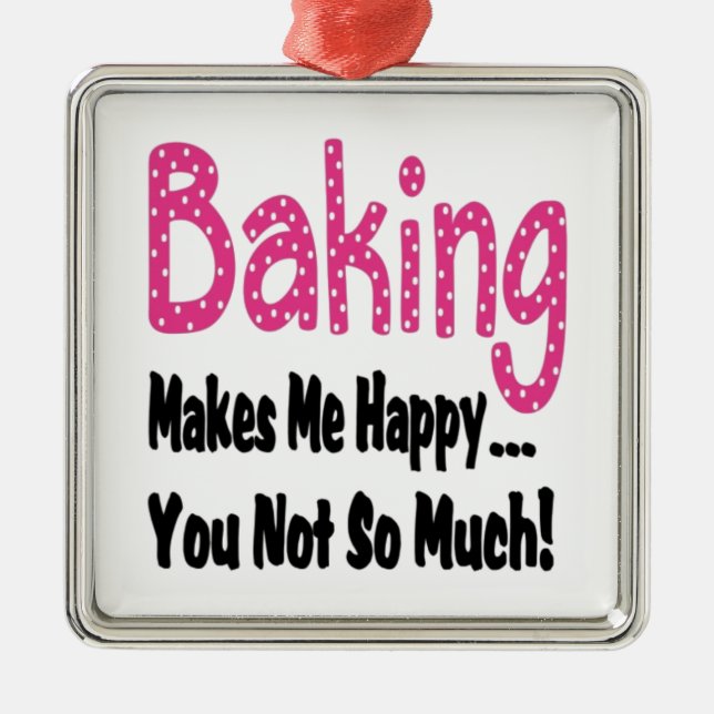 Baking Makes Me Happy Metal Tree Decoration (Front)