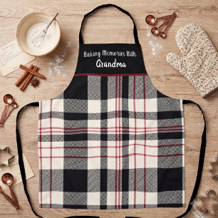 Baking Memories Christmas Plaid Custom Name Apron