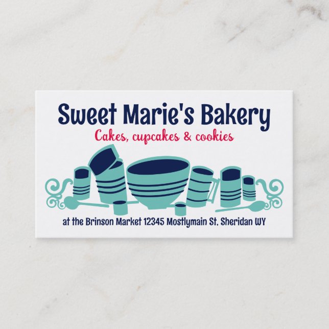 baking mixing bowl kitchen cannisters bakery bu... business card (Front)