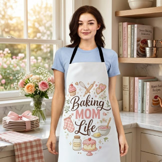 Baking Mom Life All-Over Print Apron - Cute Pastel