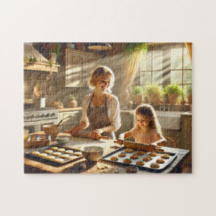 Baking Mother & Daughter Cozy Kitchen Jigsaw Puzzle