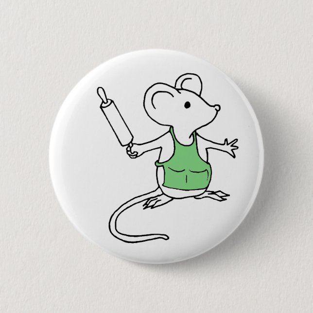 Baking Mouse Green 6 Cm Round Badge (Front)