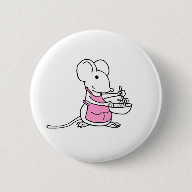 Baking Mouse Pink 6 Cm Round Badge (Front)