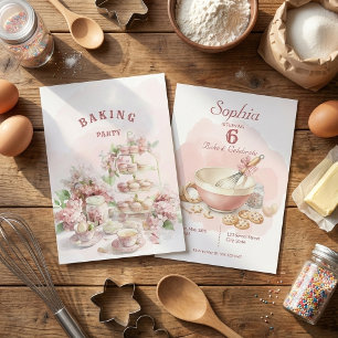 Baking Party Birthday Girls   Elegant Soft Pastel Invitation