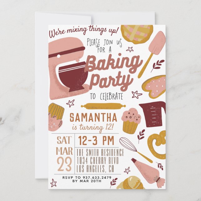 Baking Party Birthday Invitation (Front)